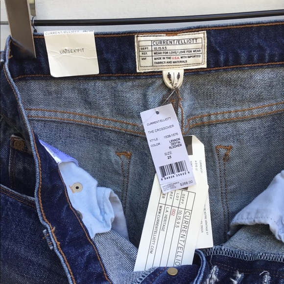 Current Elliott frayed hem unisex fit jeans 28 25 - Picture 3 of 8